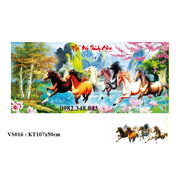 Tranh đính đá mã đáo thành công KT:107x50cm. Tranh gắn đá chưa gắn.