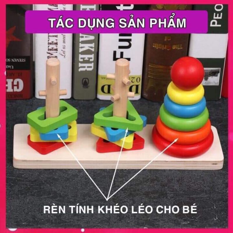 Đồ chơi thả khối 3 cột trụ bằng gỗ cho bé