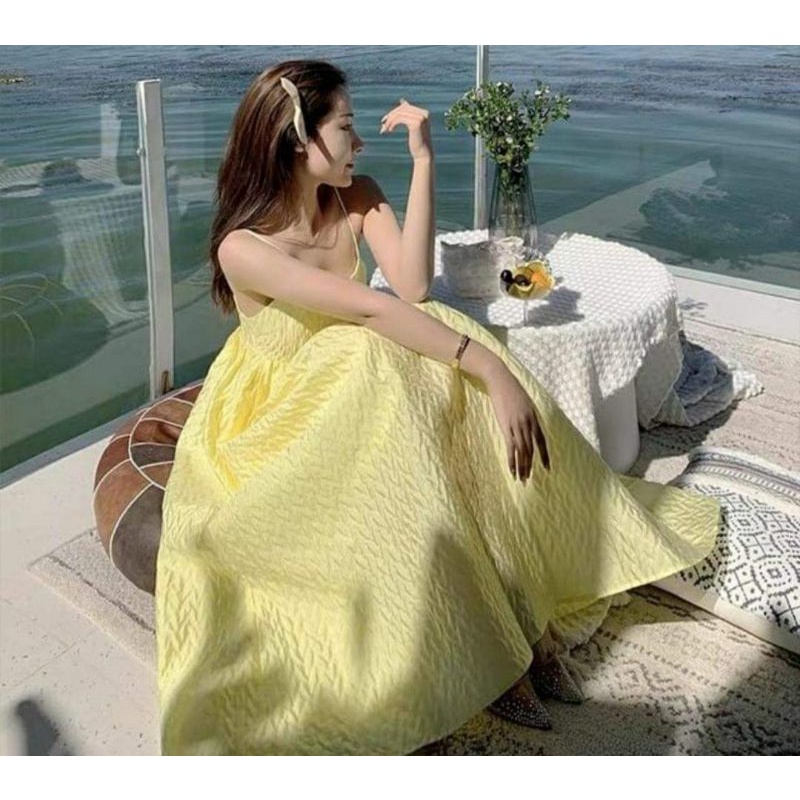 Váy maxi vàng xinh xắn size S
