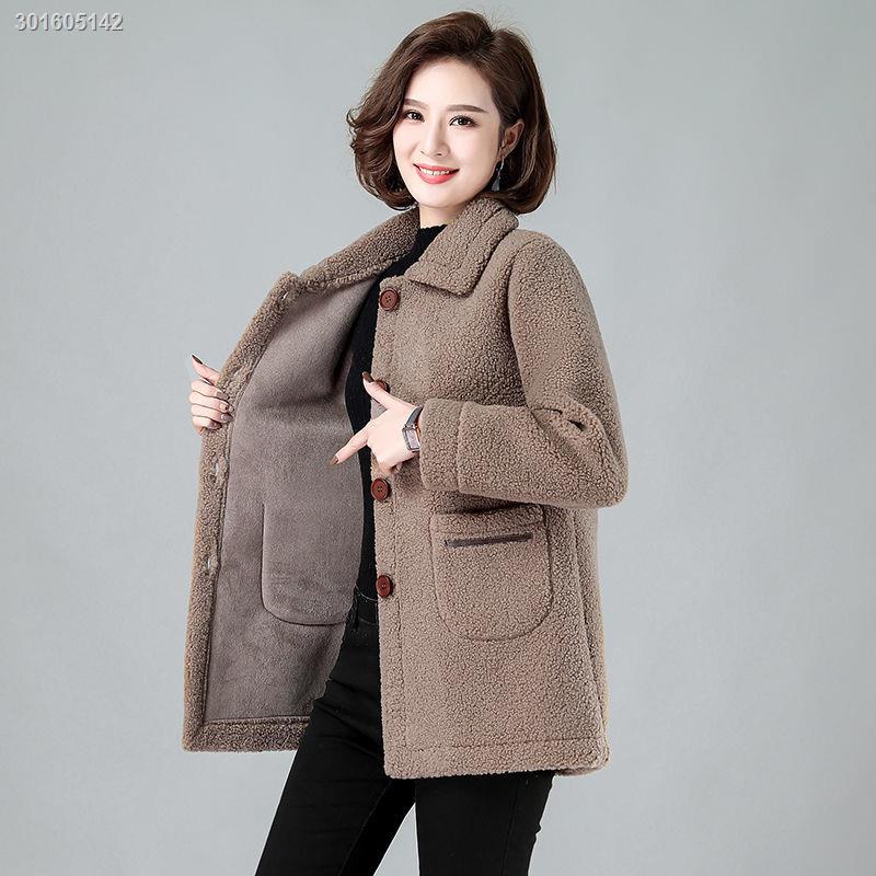 Áo Khoác Lông Cừu Thời Trang Thu Đông Mới Cho Phụ Nữ Trung Niên