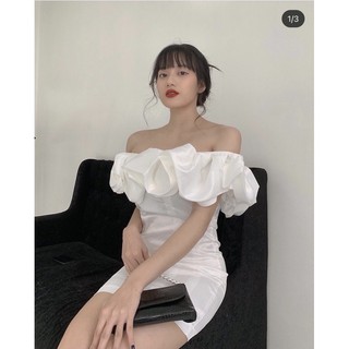 Váy trễ vai trắng dáng ôm(Sẵn tại shop )