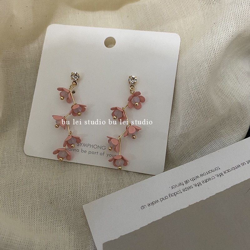 Bông Tai Mạ Bạc 925 Hình Hoa Dễ Thương Phong Cách Mùa Xuân 2022