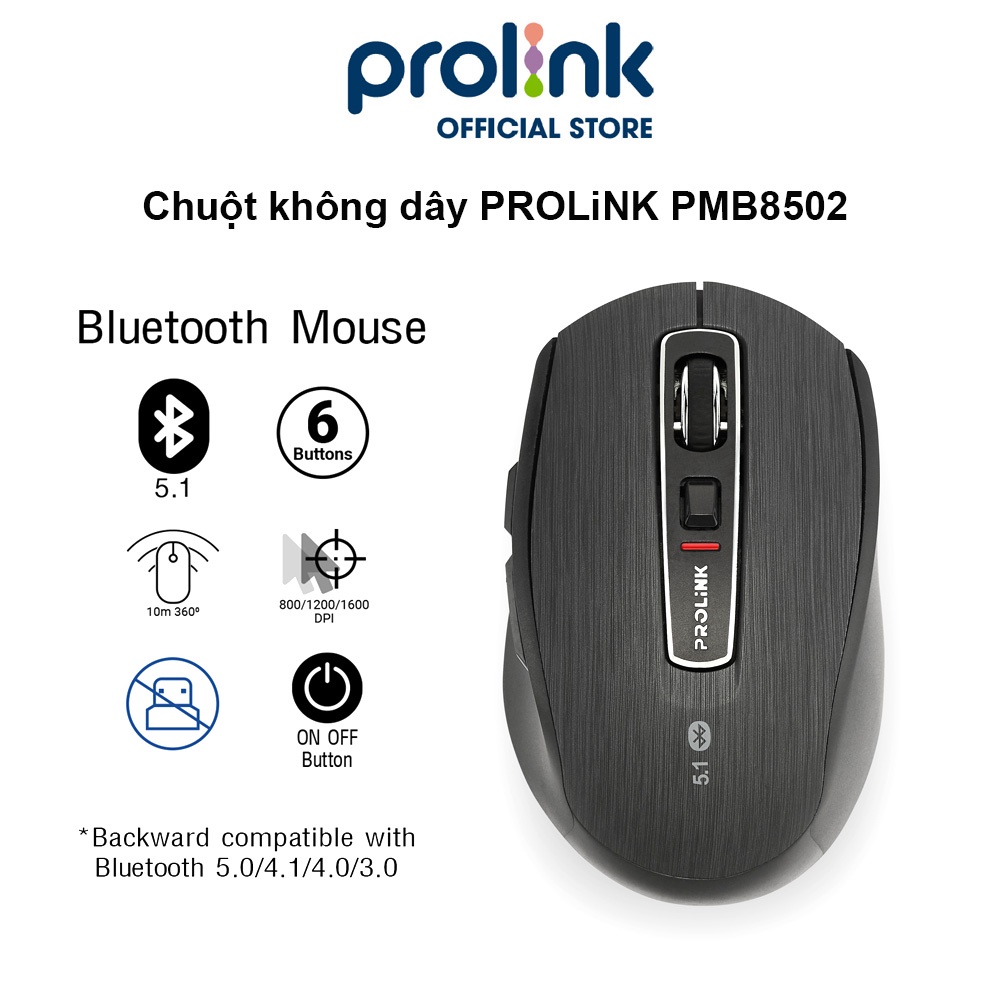 Chuột không dây PROLiNK PMB8502 cao cấp, tiết kiệm pin, chơi game, văn phòng dùng cho PC, Macbook, Laptop