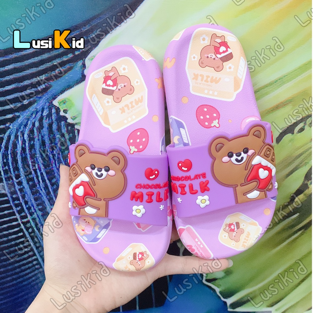 Dép Cao Su Quai Ngang Hình Gấu Siu Cute Dành Cho bé Trai Gái 4 màu full size 26-30 Mã LS7543