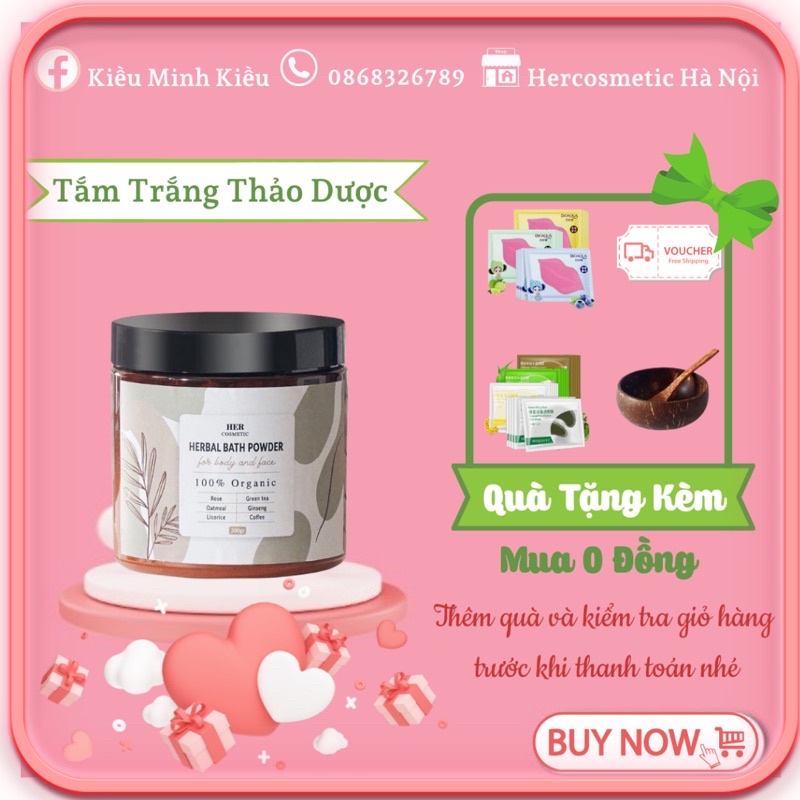 Chính Hãng - Tắm Trắng Thảo Mộc trắng da  Her cosmetic làm trắng da tại nhà. an toàn lành tính 100% ogarnic.