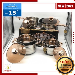 [ BH 12 THÁNG] Bộ Nồi 6 Món Vung Kính ENGELBERG EB-8013-hàng chính hãng