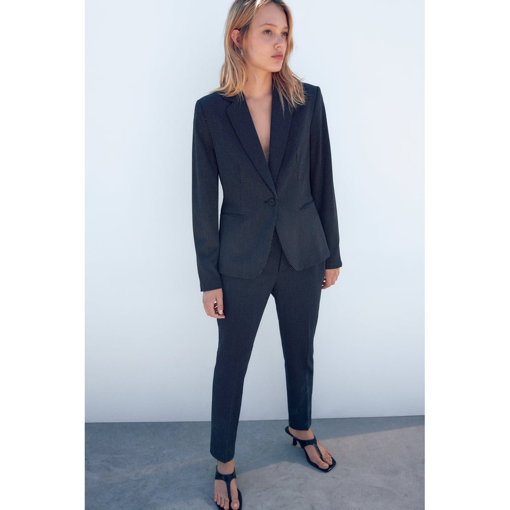 Zara Đức - Áo blazer sale auth new tag cao cấp chính hãng vest khoác hai 2 lớp có lót độn vai suit chấm bi xanh | BigBuy360 - bigbuy360.vn