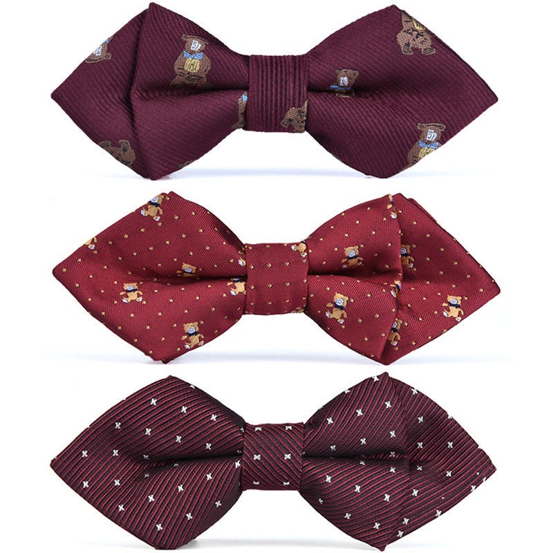 Cà Vạt Nơ Hai Lớp Màu Đen Đỏ Phong Cách Anh Quốc Cho Bé Trai Khi Biểu Diễn Sân Khấu