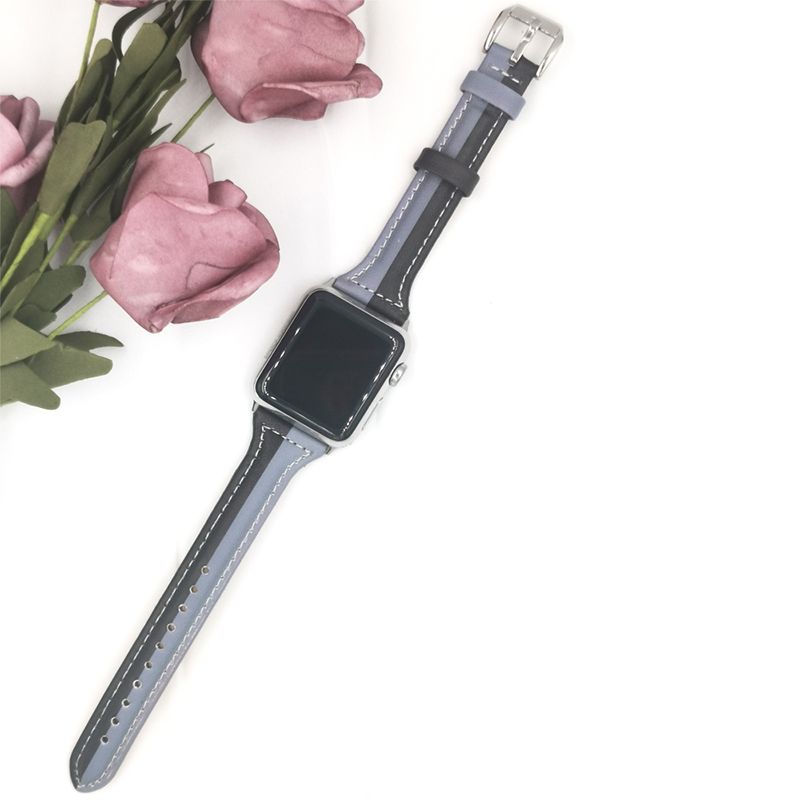 Dây Đeo Da Họa Tiết Sọc Cho Đồng Hồ Thông Minh Apple Watch Se 6 5 4 3 2 Band 38mm 40mm 42mm 44mm