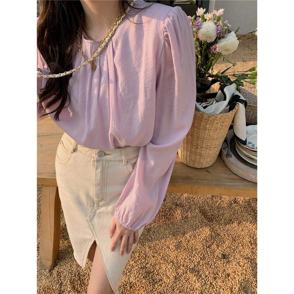 Áo Thun Cổ Tròn Dài Tay Có Đệm Vai Phong Cách Mới Mùa Xuân 61292