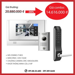 Combo màn hình cdv-72um + 01 chuông cửa camera drc-40ka + 01 khoá thông minh cdl-210p