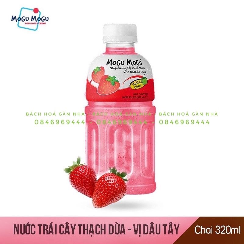 (Tặng kèm 1 bịch hạnh nhân 30g)( 1 thùng 24 chai)Nước trái cây thạch dừa Mogu Mogu Thái Lan - Chai