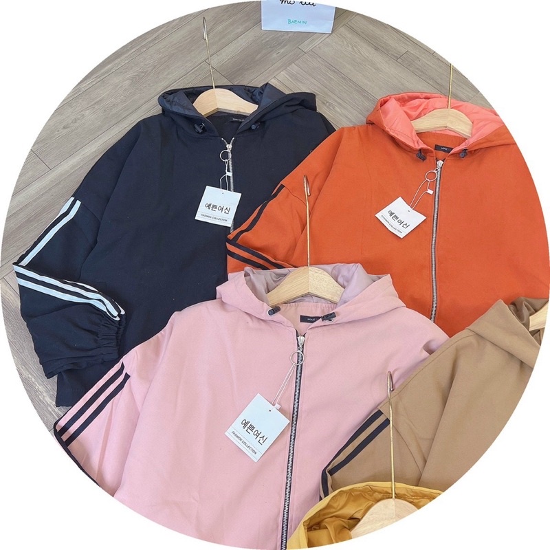 Áo khoác da lộn có nón hai lớp chạy viền