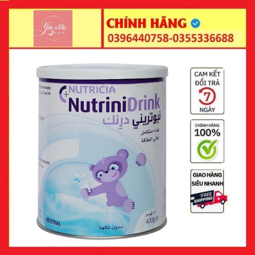 [CHÍNH HÃNG] Combo 2 lon Nutrinidrink vị vanila-trung tính nhập khẩu đức lon 400g date mới nhất