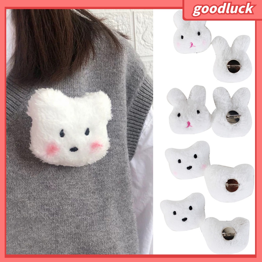 ps/Lovely Rabbit Bear Plush Doll Brooch Pin Bag Decoration Jacket Lapel Accessory