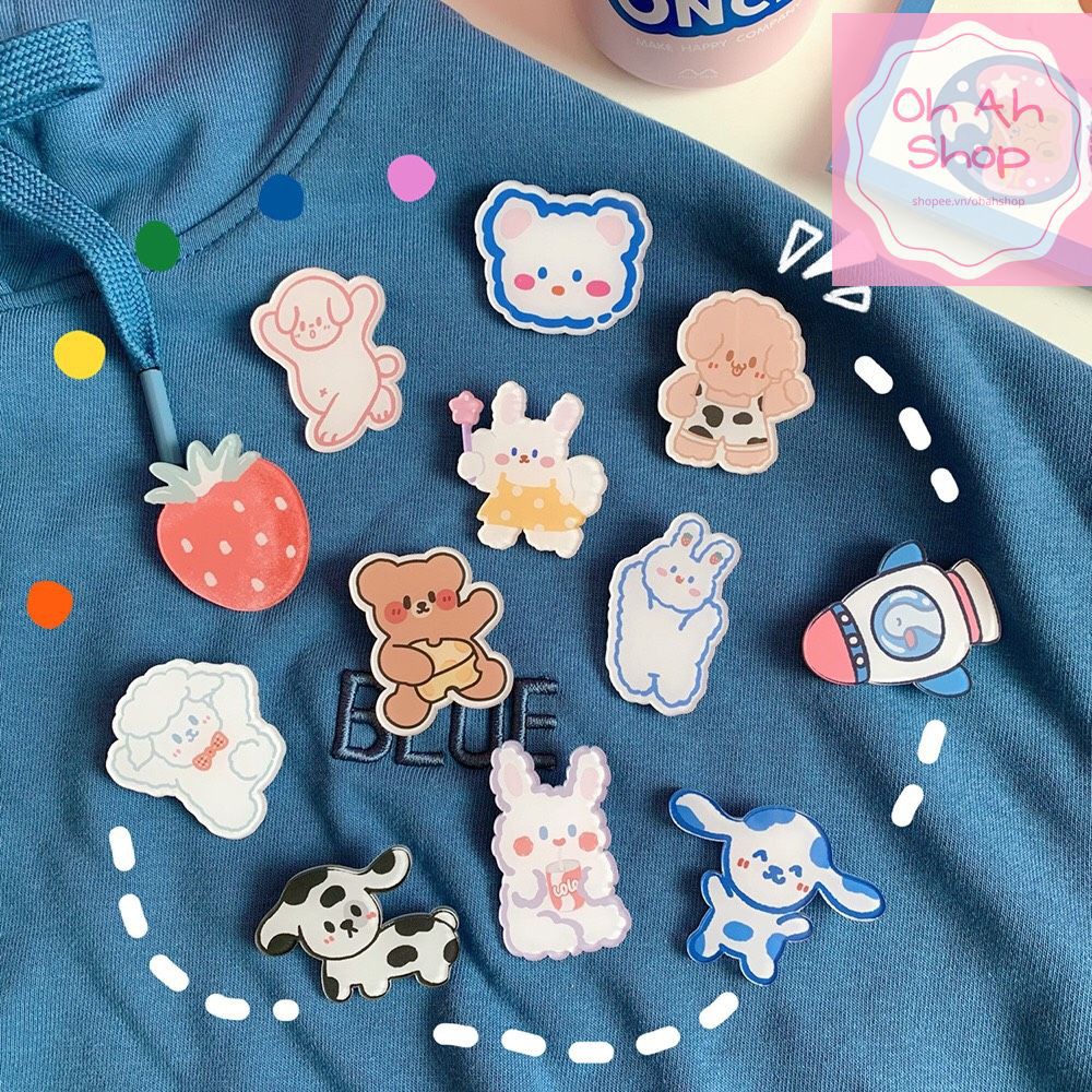 🍓 Sticker đính balo, cài balo túi hình thú siêu dễ thương