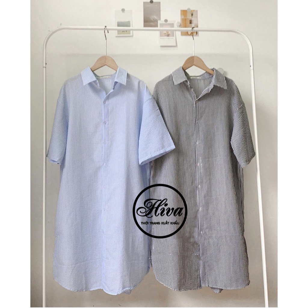 VÁY SƠ MI KẺ XỐP ULZZANG đi du lịch biển , Đầm dự tiệc body dáng dài thiết kế