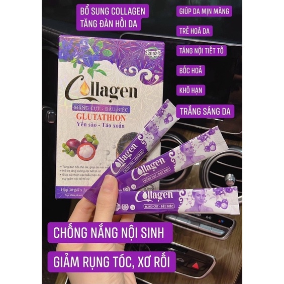 Collagen măng cụt đậu biếc hari store collagen Zenpali Chính Hãng Làm Đẹp Da Cân Bằng Nội Tiết Tố Nữ hộp 30 gói | BigBuy360 - bigbuy360.vn