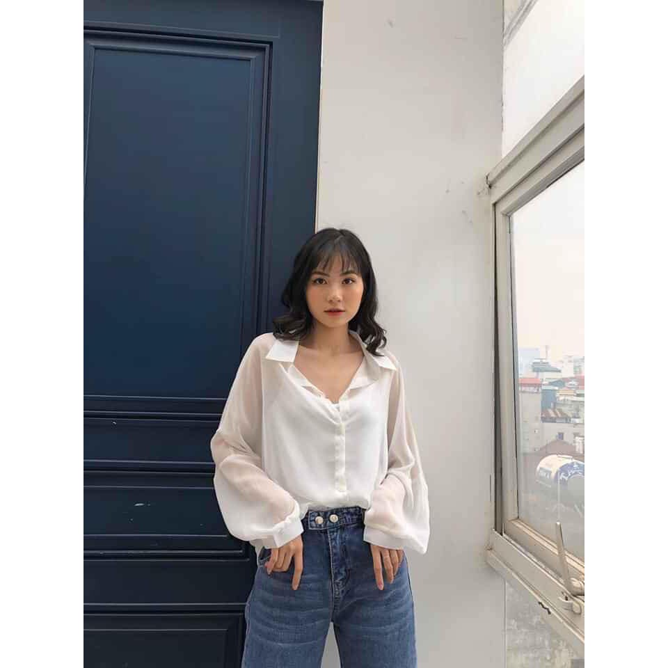 Bộ Áo Sơ Mi Trong Kèm Áo 2 Dây Set Sơmi Mỏng Kèm Áo Trong 2 Màu | BigBuy360 - bigbuy360.vn