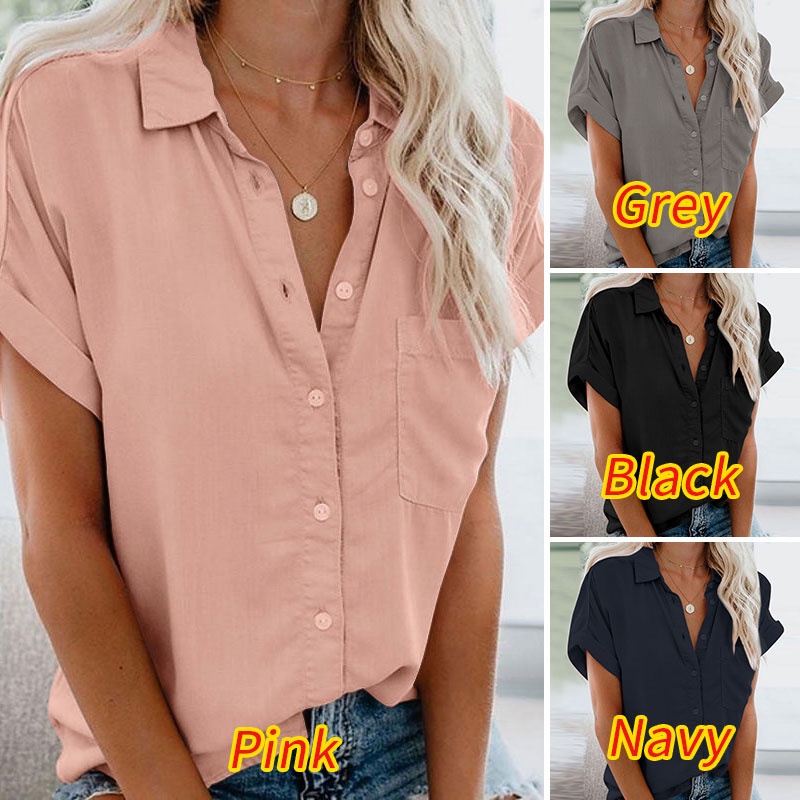 Zanzea Áo Sơ Mi Tay Ngắn Có Túi Phong Cách Retro Châu Âu Thời Trang Cho Nữ