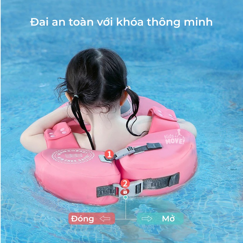 Phao bơi luồn tay Mambobaby cho bé 1 2 3 4 tuổi không bơm hơi, chống lật, siêu nhẹ, có mái che hàng chính hãng