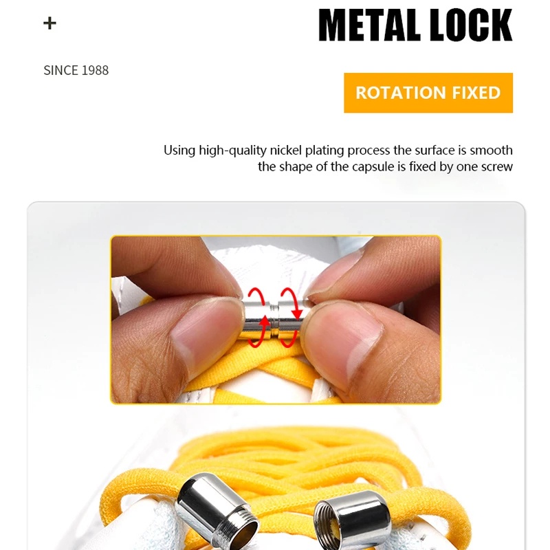 Dây Giày Co Giãn Không Cần Buộc / Khóa Kim Loại / Dây Giày Thể Thao Bán Nguyệt Nhanh Chóng Cho Trẻ Em Và Người Lớn: Màu Trắng