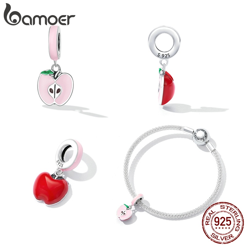Hạt trang sức BAMOER SCC2226 bằng bạc 925 hình quả táo