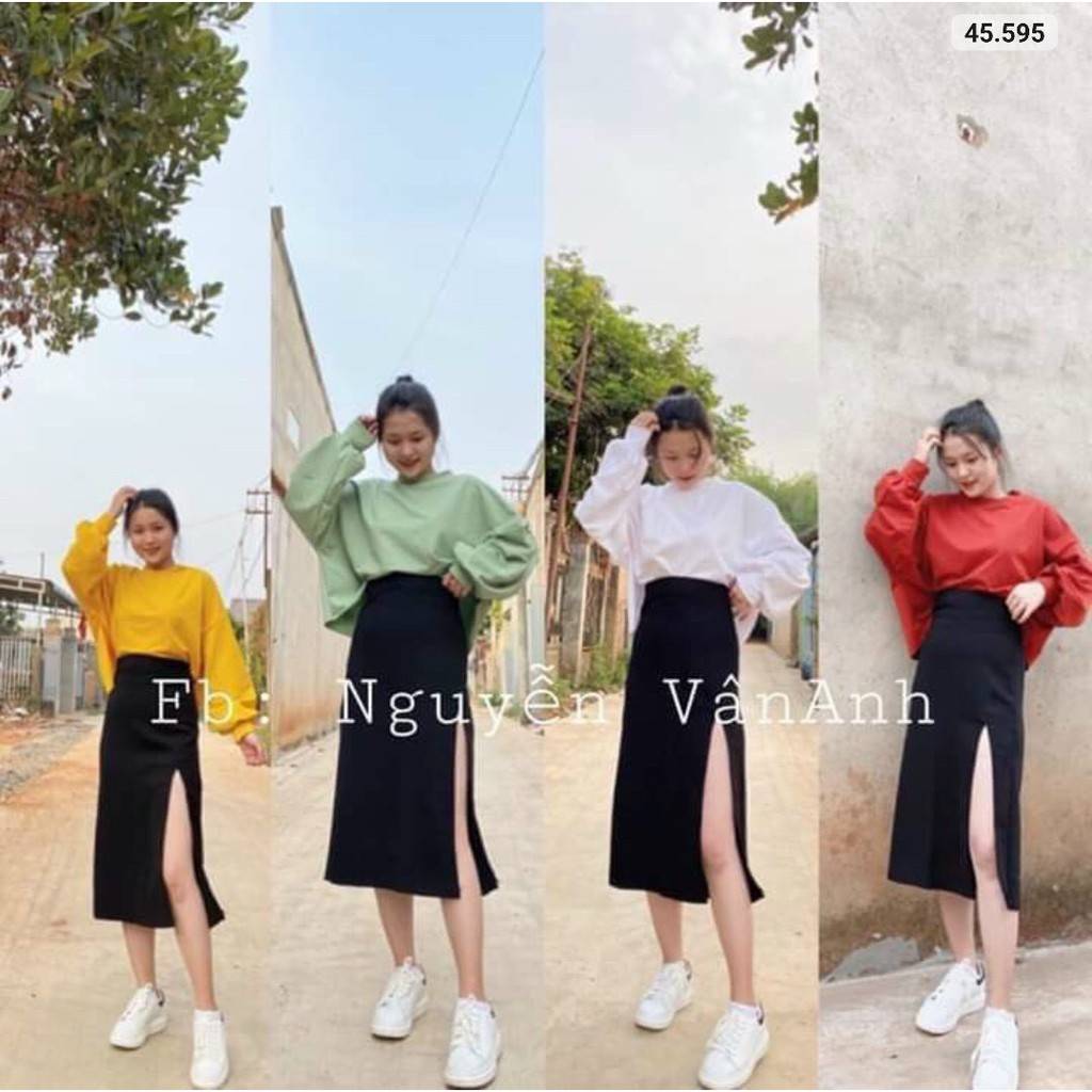 Áo croptop form rộng bo phồng tay