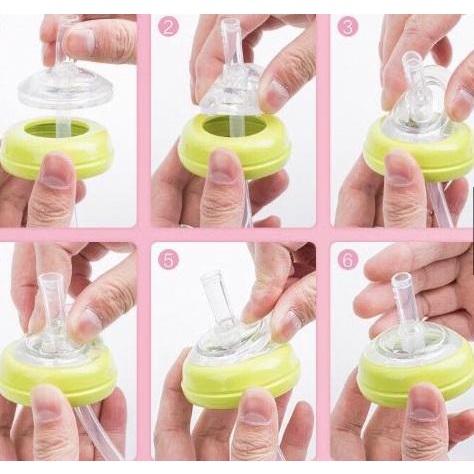 Ống hút chống sặc cho bình cổ rộng, bộ chuyển đổi từ Núm qua Ống Hút-Tặng kèm hộp đựng