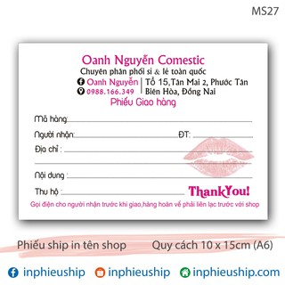 Phiếu giao hàng 400 tờ MS 27