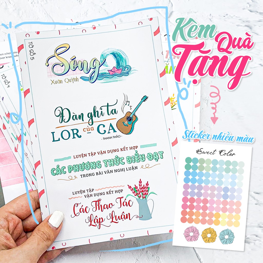 Set 64 sticker Ngữ Văn 12 - Có Tiếng Việt + Đọc thêm - Tem dán tựa bài ngữ văn 12 cả 2 học kì - Sticker văn 12