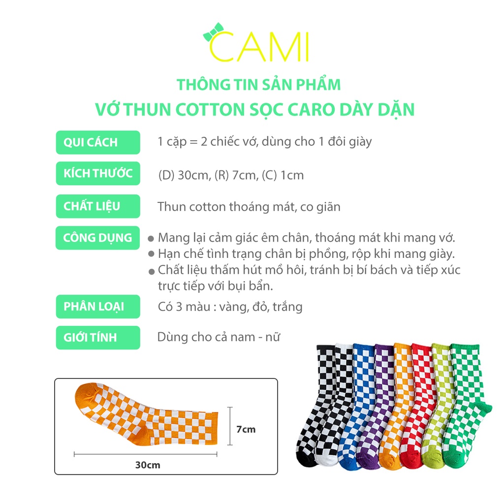 Vớ freesize cổ cao họa tiết caro màu sắc trẻ trung năng động - Cami - CMPK244