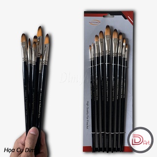 [Mã T045] Bộ Cọ Vẽ Màu Acrylic, Sơn Dầu, Gouache MINH ANH 9 Cây Đầu Filbert