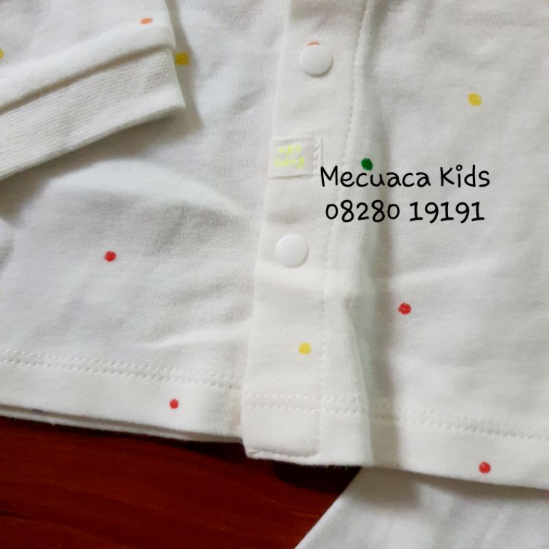 9-10kg Bộ dài tay cotton trắng chấm bi Agabang xuất Hàn dư xịn cho bé trai bé gái