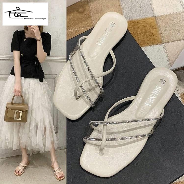 Dép Đế Bằng Đính Đá Phong Cách Thời Trang Mùa Hè 2022 Cho Nữ