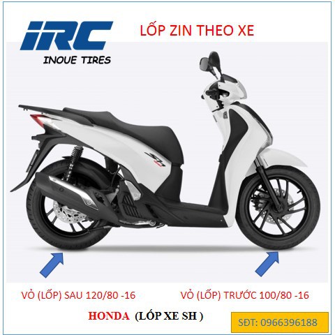 VỎ(LỐP) SAU SH 125i,SH 150i - HÃNG IRC (120/80-16) CHÍNH HÃNG