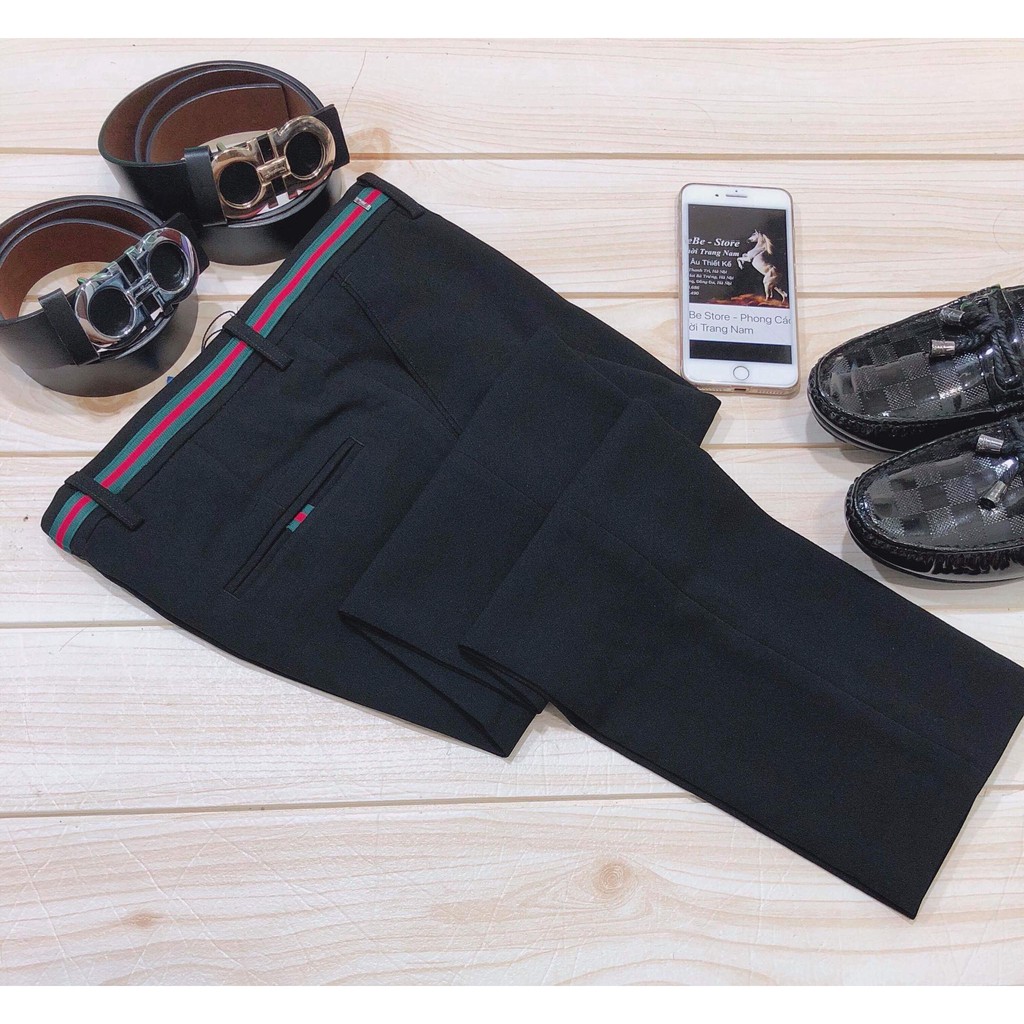 Quần âu đen Mix Cạp đỏ tặng tất ngắn cố cao cấp | BigBuy360 - bigbuy360.vn