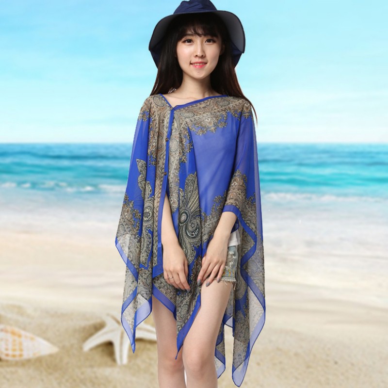 Áo choàng voan phong cách Boho xinh xắn cho nữ dùng khi đi biển