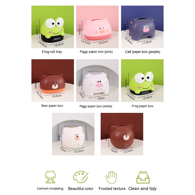 Hộp Đựng Khăn Giấy Cuộn Để Bàn Chống Thấm Nước Họa Tiết Hoạt Hình Dễ Thương Sáng Tạo