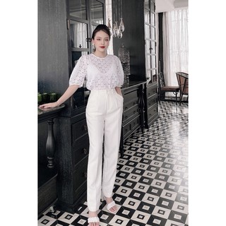 Áo sơ mi tay lửng ren tay bồng - 20Again