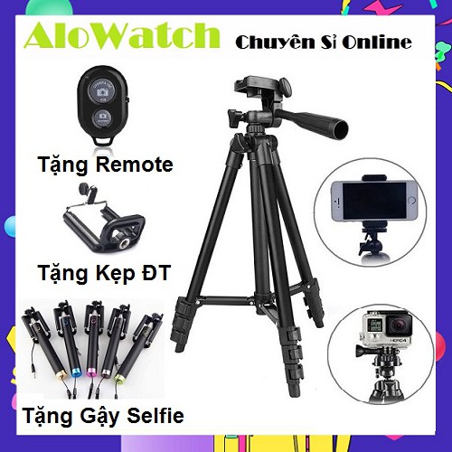 Combo 3 Món - Gậy 3 Chân Tripod 3120 Kèm Kẹp Điện Thoại  + Remote + Gậy Chụp Hình Selfie Store4girls