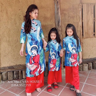 Set bộ áo dài mẹ và bé siêu xinh k bán tách lẻ