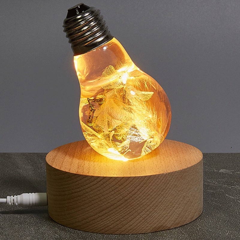 SEL LED Night Light Wooden Round Base Holder Display Stand for Crystals Glass Ball Illumination Lighting Accessories Handicraft Decoration