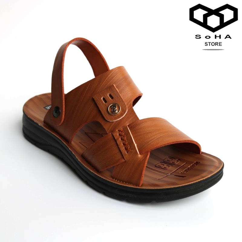 Dép Da Nam Đế Cao Su Đúc Nguyên Khối Cao Cấp Tăng Chiều Cao SoHA Store