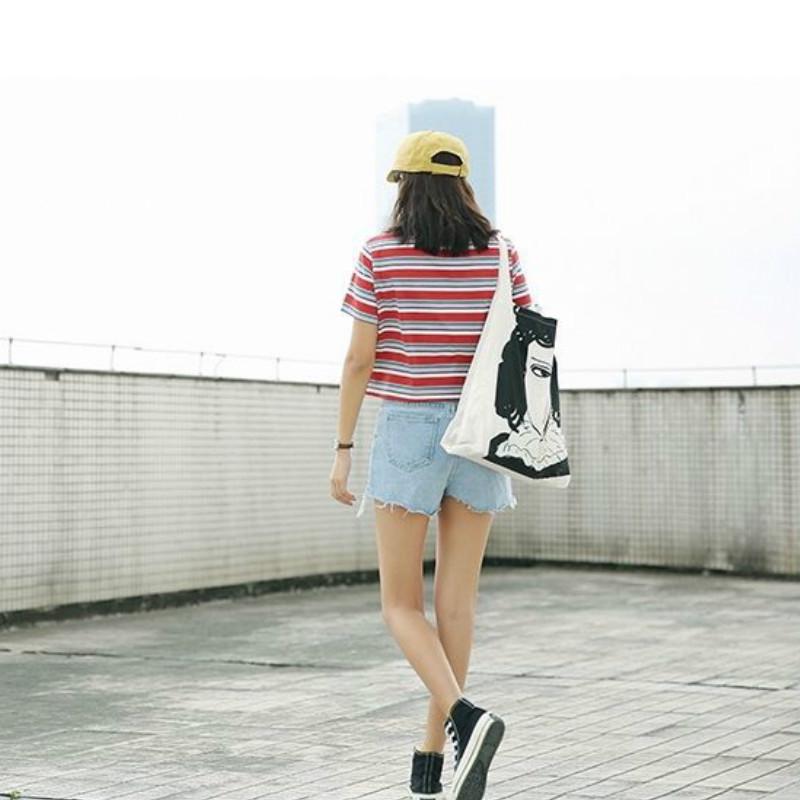 IELGY   Quần Short denim Cạp Cao Rách Của Phụ Nữ