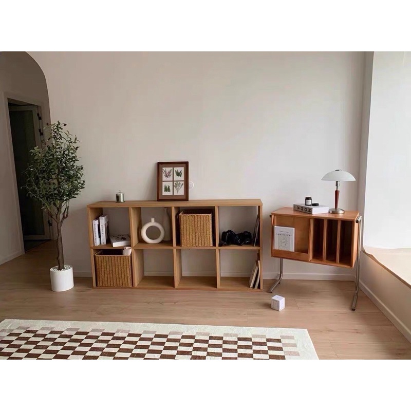Kệ gỗ đựng đĩa than vinyl, tạp chí, sách báo phong cách Bắc Âu