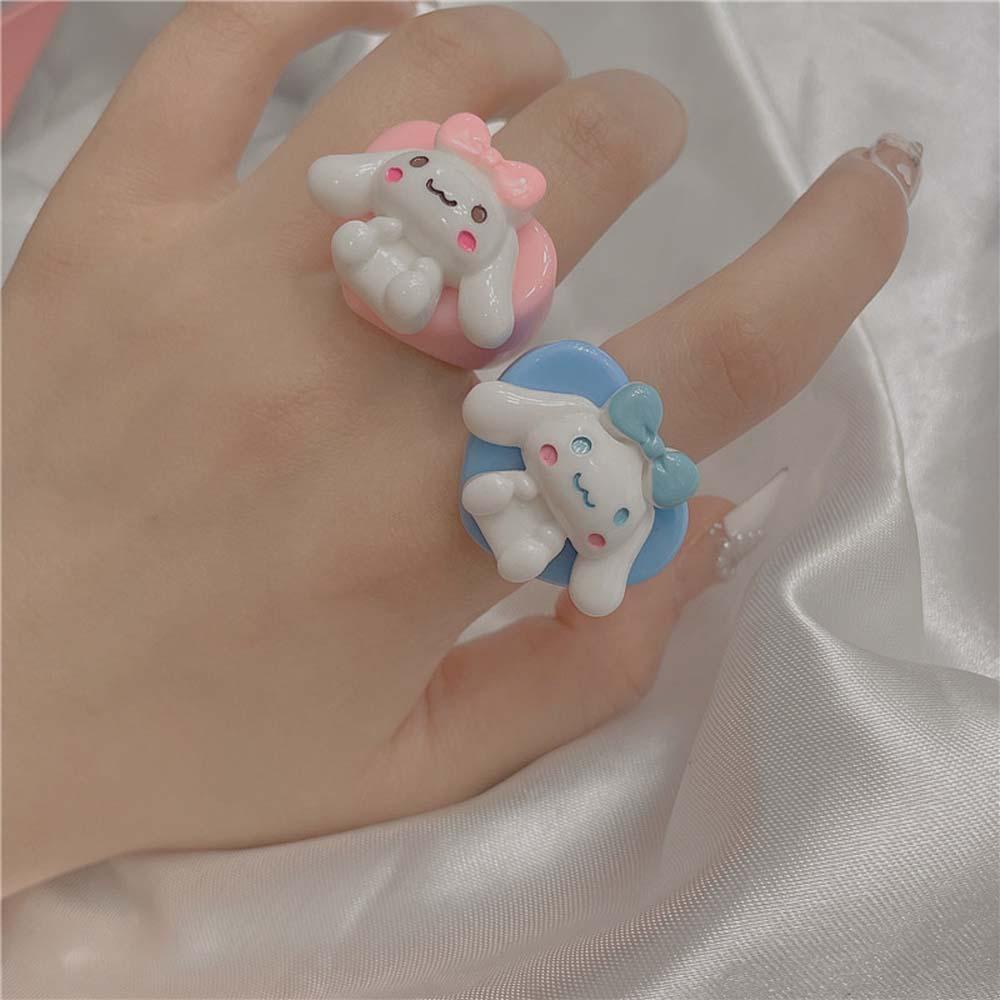 Nhẫn đeo tay bằng nhựa resin hình chú chó dễ thương nhiều màu sắc