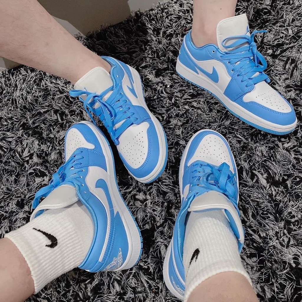 Giày Thể Thao Nam Nữ Giá Rẻ, Giày Sneaker Nike Air Jordan 1 Unc Blue Low, JD1 Xanh Dương Cổ Thấp Da Cao Cấp Thoáng Khí | BigBuy360 - bigbuy360.vn