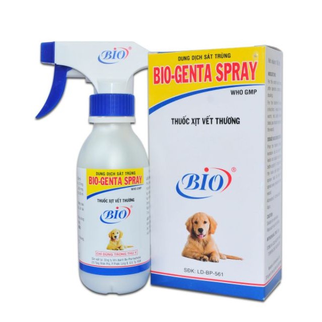 Bio Genta Spray - dung dịch xịt sát trùng vết thương chó mèo