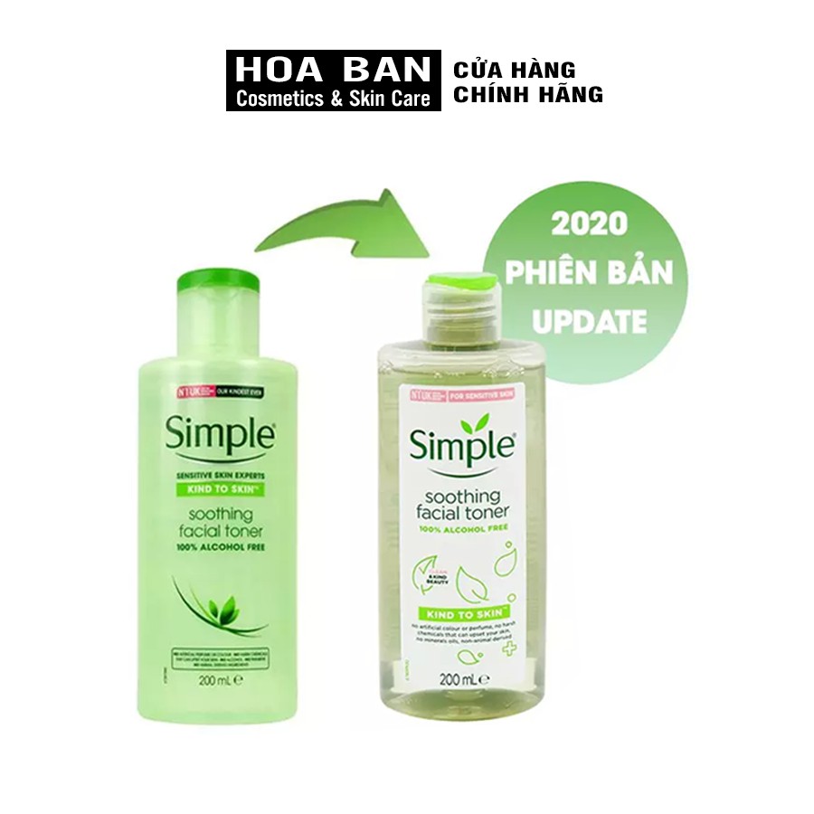 NƯỚC HOA HỒNG SIMPLE Toner 200ml - làm dịu và cân bằng độ ẩm cho da - lành tính không chứa cồn - Hoa Ban Cosmetic | BigBuy360 - bigbuy360.vn
